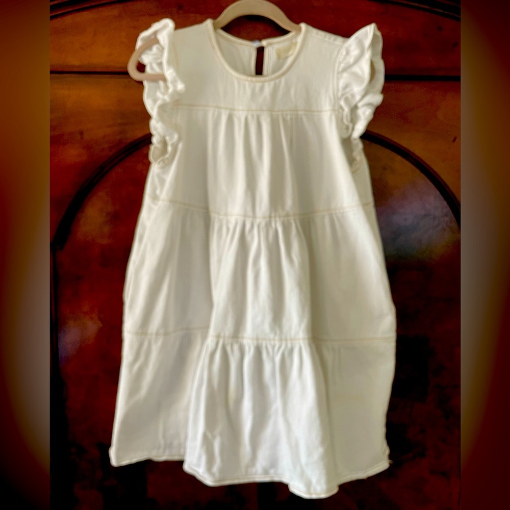 Altar'd State White | Denim Dreams | Tiered Babydoll Dress in Stucco M